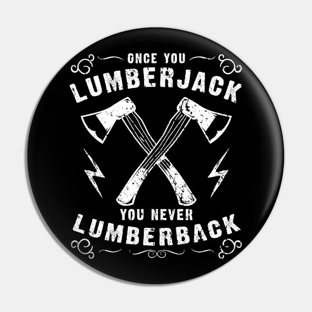 Once You Lumberjack - You Never Lumberback, Vintage/Retro Design Pin by VintageArtwork