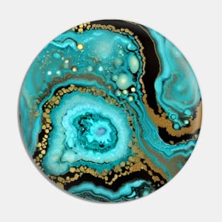 Aqua and Black Marble Design with Gold Pin