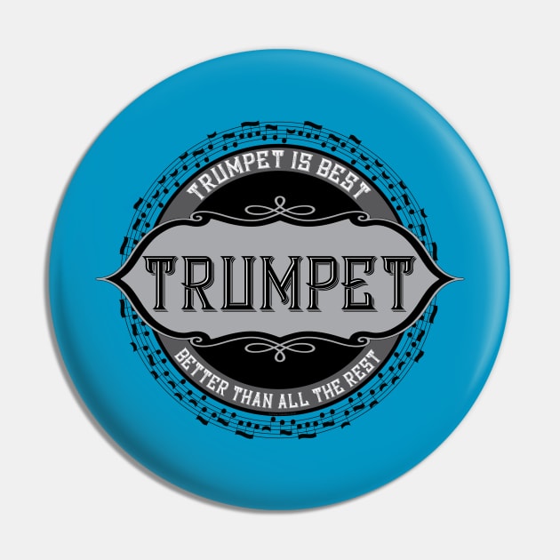 Trumpet Best Music Note Circle Pin by Barthol Graphics