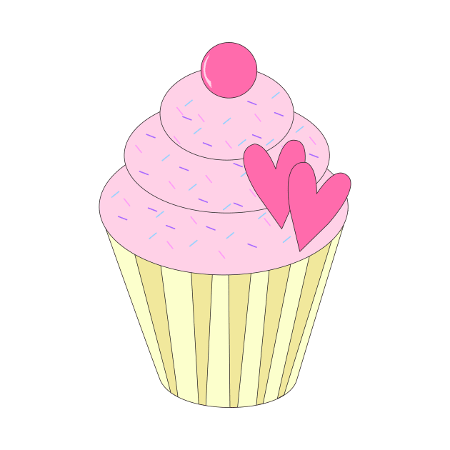 Pink Love Heart Cupcake Digital Art | Melanie Jensen Illustrations by illusima