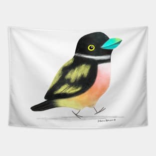 Black and Yellow Broadbill Bird 2 Tapestry