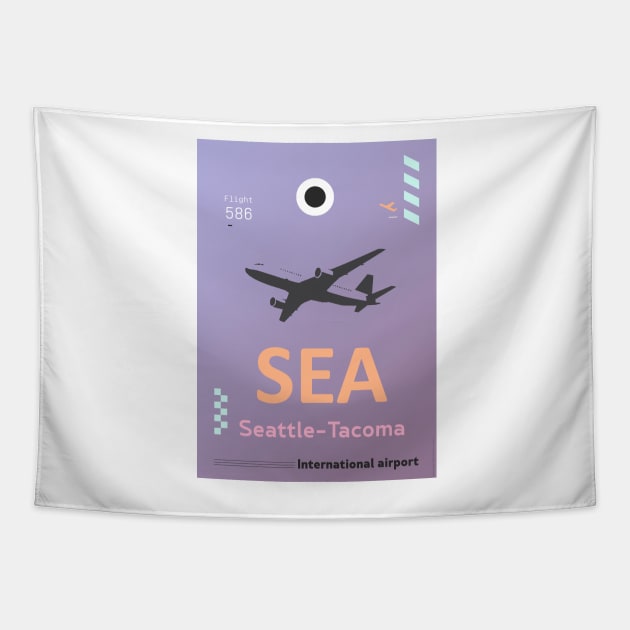 SEA Seattle airport tag Tapestry by Woohoo