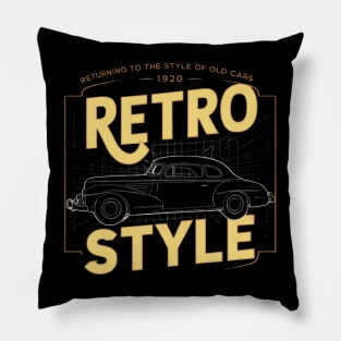 Returning to the Style of Old Cars Since 1920 - Retro Car Enthusiast Pillow