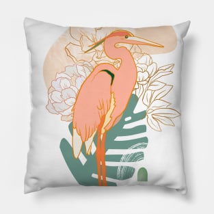 Sea Bird Flowers and Shapes Pillow