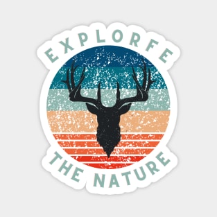 Deer explore the nature vintage retro Magnet