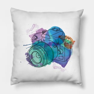 Watercolor dSLR on White Pillow