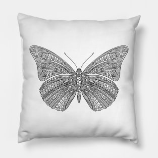 Butterfly design created using line art - black version Pillow