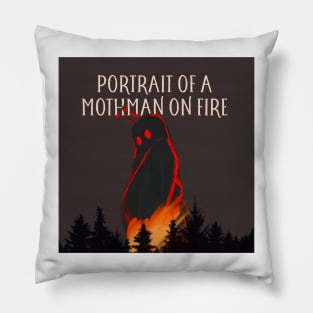 portrait of a mothman on fire Pillow