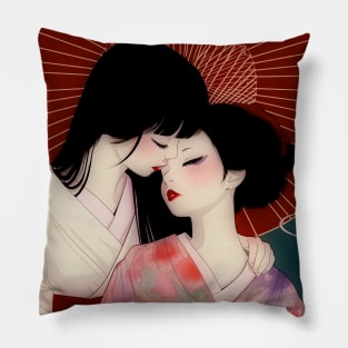 Geisha and white dragon 94011 Pillow