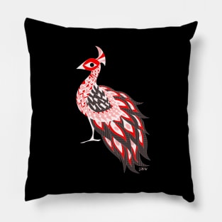 red crimson royal peacock in crown art ecopop Pillow