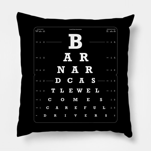 Barnard Castle Eye Test dark version Pillow by EliseDesigns