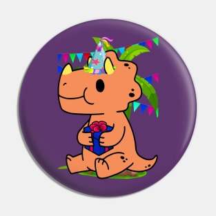 CUTE TRICERAPTOPS BIRTHDAY Pin