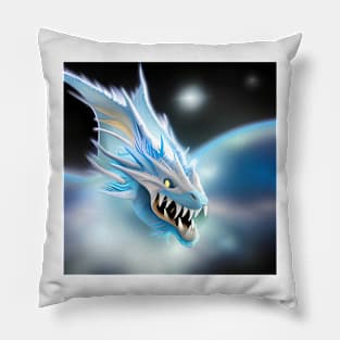 Ice Dragon in Outer Space Pillow