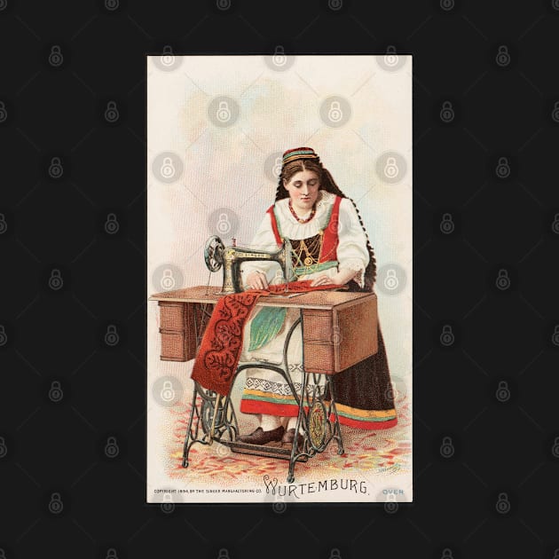 Vintage sewing machine advertisement with woman by Maison de Kitsch