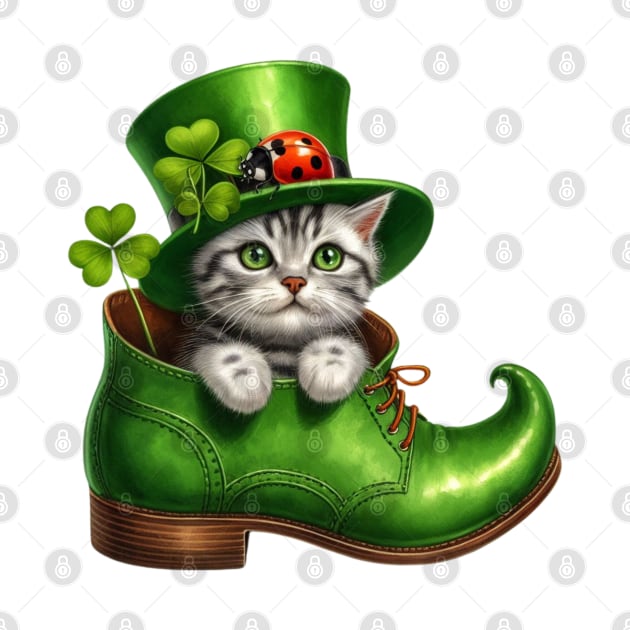 American Shorthair Cat Shoes For Patricks Day by Chromatic Fusion Studio