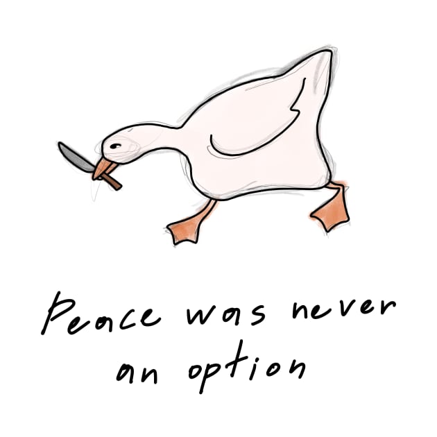 "Goose with a Knife: A Bold Statement for Peace" by WhimsyMarket