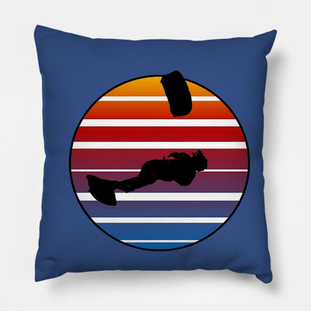 Lets Fly A Kite Black Silhouette Retro Kitesurf Sunset Pillow by taiche