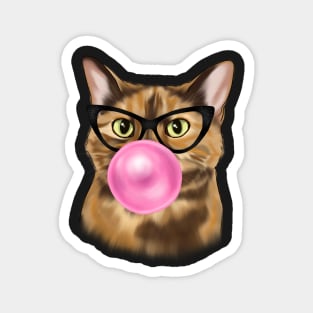 Cat Blowing Bubble Gum Magnet