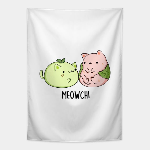 Meowchi Funny Mochi Pun Tapestry by punnybone