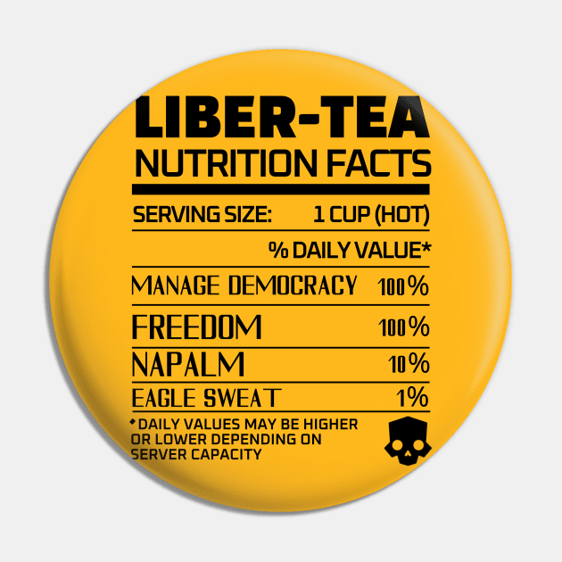 Helldivers 2 'Liber-tea' Nutrition Black Color Pin by thestaroflove