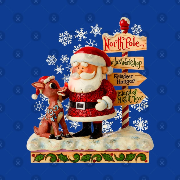 Santa and Rudolph Folk Art Style by Pop Fan Shop