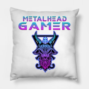 Metalhead Gamer Baphomet Blue Tone Pillow