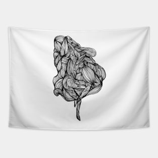 Abstract fluid lines drawing of a sleeping woman Tapestry