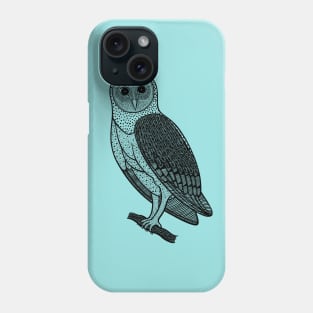 Barn Owl - hand drawn detailed nocturnal bird design Phone Case