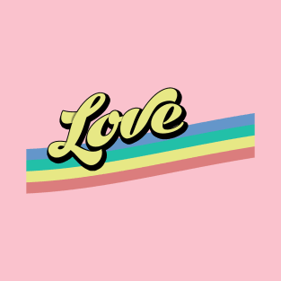 Love Retro with Rainbow Stripe Wave T-Shirt