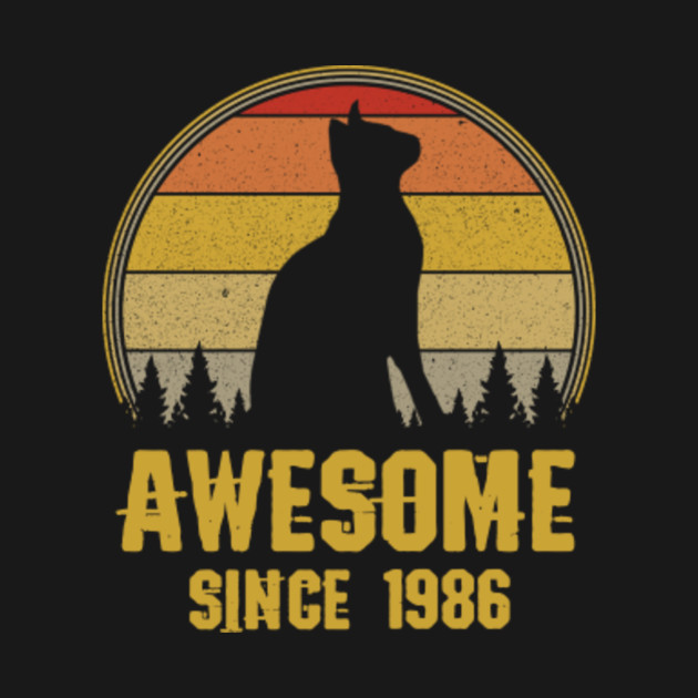 Awesome Since 1986 33rd Birthday Gift Shirt Cat Lover 33 Year Old