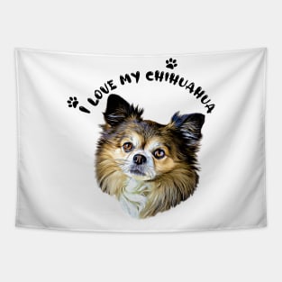 I Love my Chihuahua Cute Chihuahua Dog Face Digital Art Tapestry