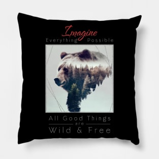 Bear Nature Outdoor Imagine Wild Free Pillow