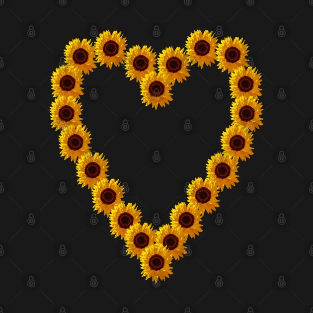 Floral Art Sunflower Valentines Day Heart by ellenhenryart