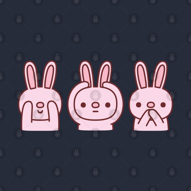 Funny Pink Bunnies See No Evil Hear No Evil Speak No Evil by rustydoodle