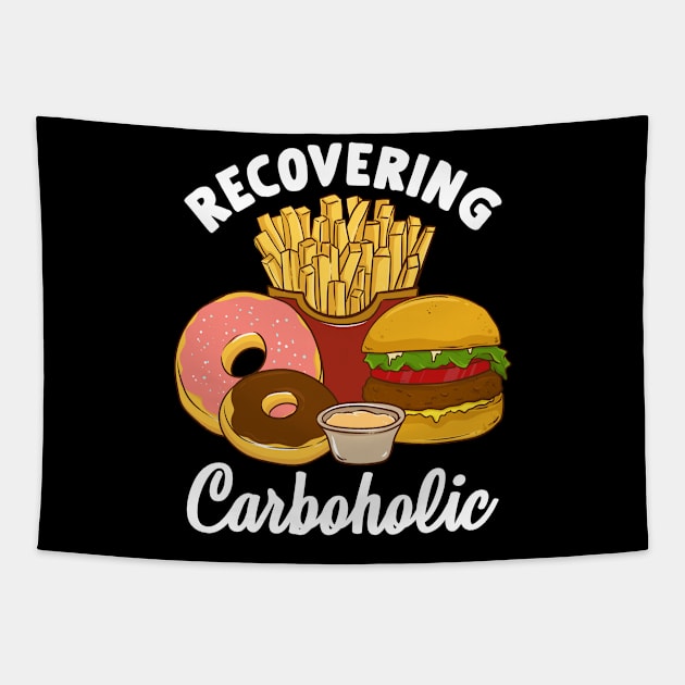 Recovering Carboholic Funny Low Carb Dieting Pun Tapestry by theperfectpresents