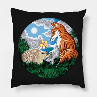 Fox and Hedgehog Friends Pillow