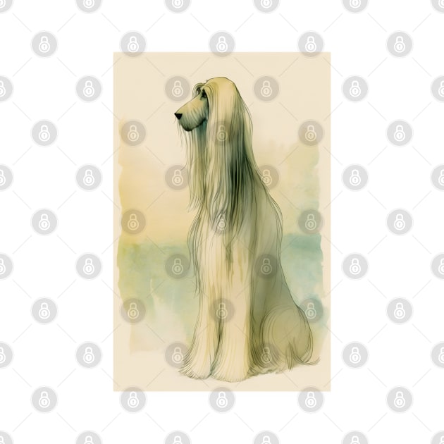 abstract watercolor afghan hound in neutral tones by designs4days