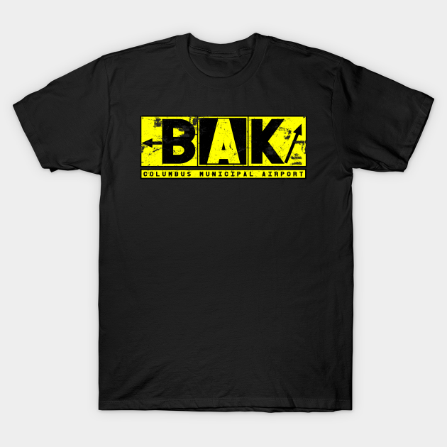 BAK Columbus Municipal Code Vintage Taxiway Sign - Airport - T-Shirt