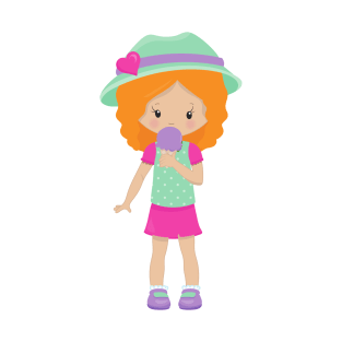 Girl With Ice Cream, Little Girl, Orange Hair T-Shirt