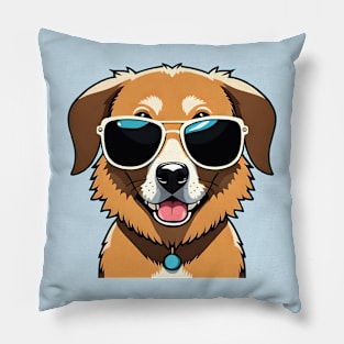 Cute dog with sun glasses Pillow