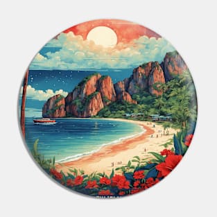 Phi Phi Islands Thailand Vintage Retro Travel Tourism Pin