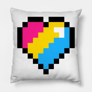 Pansexual Pride Pixel Heart Pillow