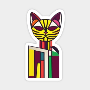 Abstract Geometric Cubist Cat Magnet