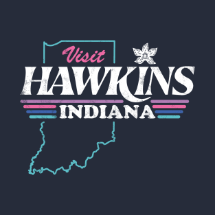 Visit Hawkins, Indiana – Stranger Things 1980s Tourist Souvenir design with Demogorgon T-Shirt