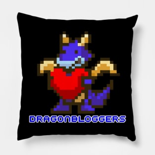 DragonBloggers Blue Pixel Dragon Heart Pillow