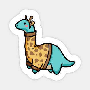 Cute Long Neck Dressed As Giraffe, Dinosaurus. Magnet