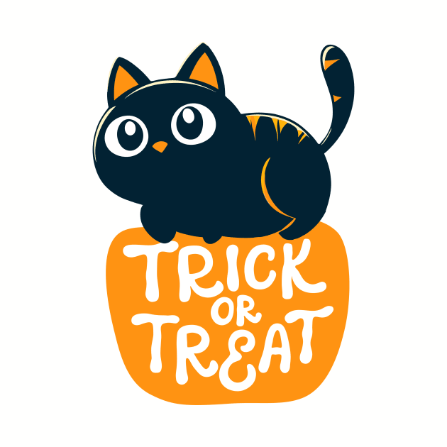 Cute Pumpkin Black Cat Lover Trick or Treat Funny Women Men Kids by AimArtStudio