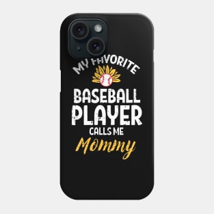 Womens My Favorite Baseball Player Mommy Sunflower Mom Mama Women Phone Case