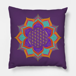 Flower Of Life Lotus Ornaments gold Pillow