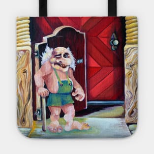 Funny Scandinavian Norse Troll in Watercolor Illustration Tote